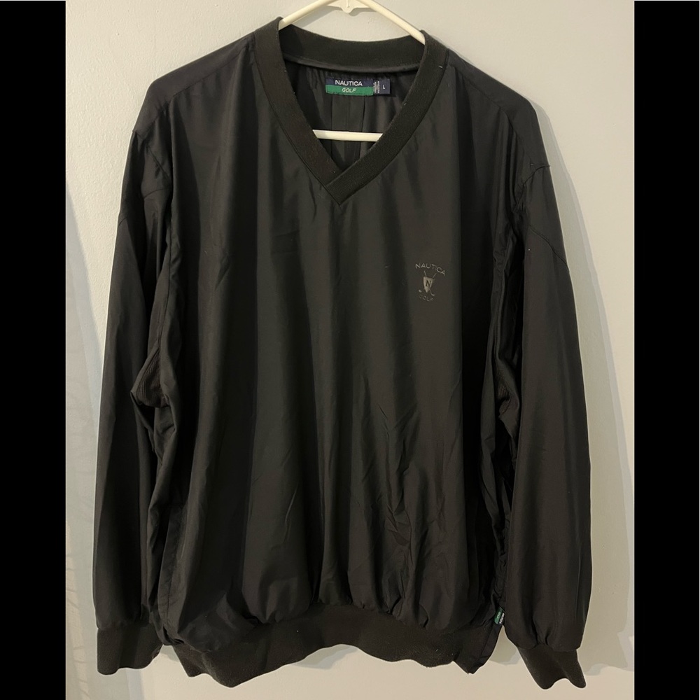 Nautica V Neck Golf Pullover Sz L Black